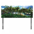 thumbnail image 3 of Hawaiian Headboard, Hawaii Island Palm Trees Forest Greenery Cloudy Summer Sky Sunlight Seascape, Upholstered Decorative Metal Bed Headboard with Memory Foam, Full Size, Green Blue Brown, by Ambesonne, 3 of 4