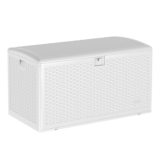 YUSAZENS 73 Gallon Waterproof Lockable Resin Outdoor Deck Box Storage Container for Patio Cushions Garden Tools Pool