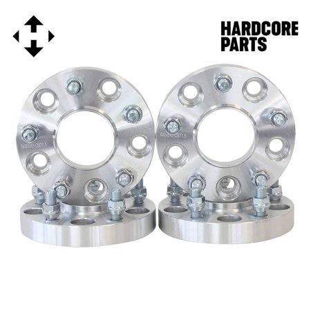 4 QTY 1" Wheel Spacers Adapters 5x5 Hubcentric 1/20-20 studs + 20 Black Lug Nuts