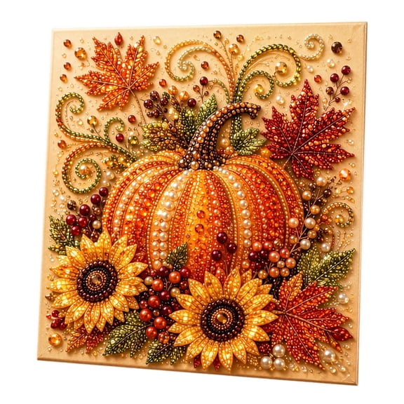 Fall Diamond Art 5D Diamond Painting Pumpkin Diamond Art Full Drill Pearl Art Kits for Adults Autumn Decor Diy Crafts for Adults Fall Harvest Decor 1 Pack