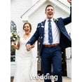 thumbnail image 2 of Blue Floral Mens Ties Classic Woven Business Necktie Pocket Square Set Wedding with Handkerchief, 2 of 7