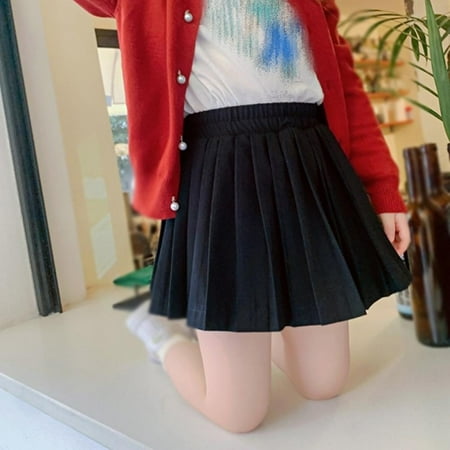 

Bullpiano Summer Baby Kids Girls Pleated Skirt Elastic High Waist Scooter Skirt Casual Mini School Uniform Skirt Children Outfits 2-7T