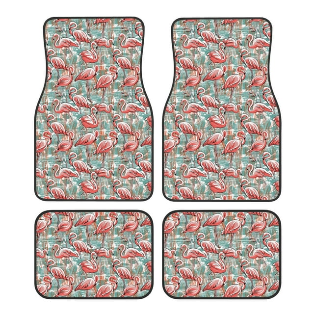 Disketp Pink Flamingo for Crystal Velvet Car Mats Four-Piece Set,All-Season Automotive Protection, Vehicles, Cars, Trucks, and SUVs,Anti-Slip Design