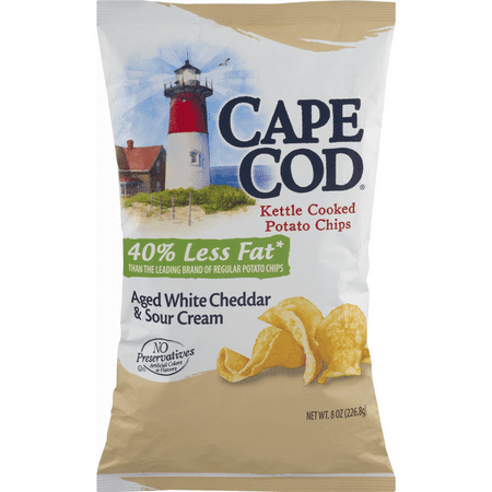 (2 Pack) Cape Cod Kettle Cooked Potato Chips Aged White Cheddar & Sour Cream, 8.0 (Best Kettle Cooked Potato Chips)