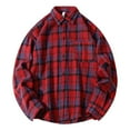thumbnail image 1 of Blusa y camisa de manga larga con cuello vuelto para hombre, blusa informal a cuadros a la moda con botones y cuello vuelto, blusa de poliéster para hombre, 1 of 3