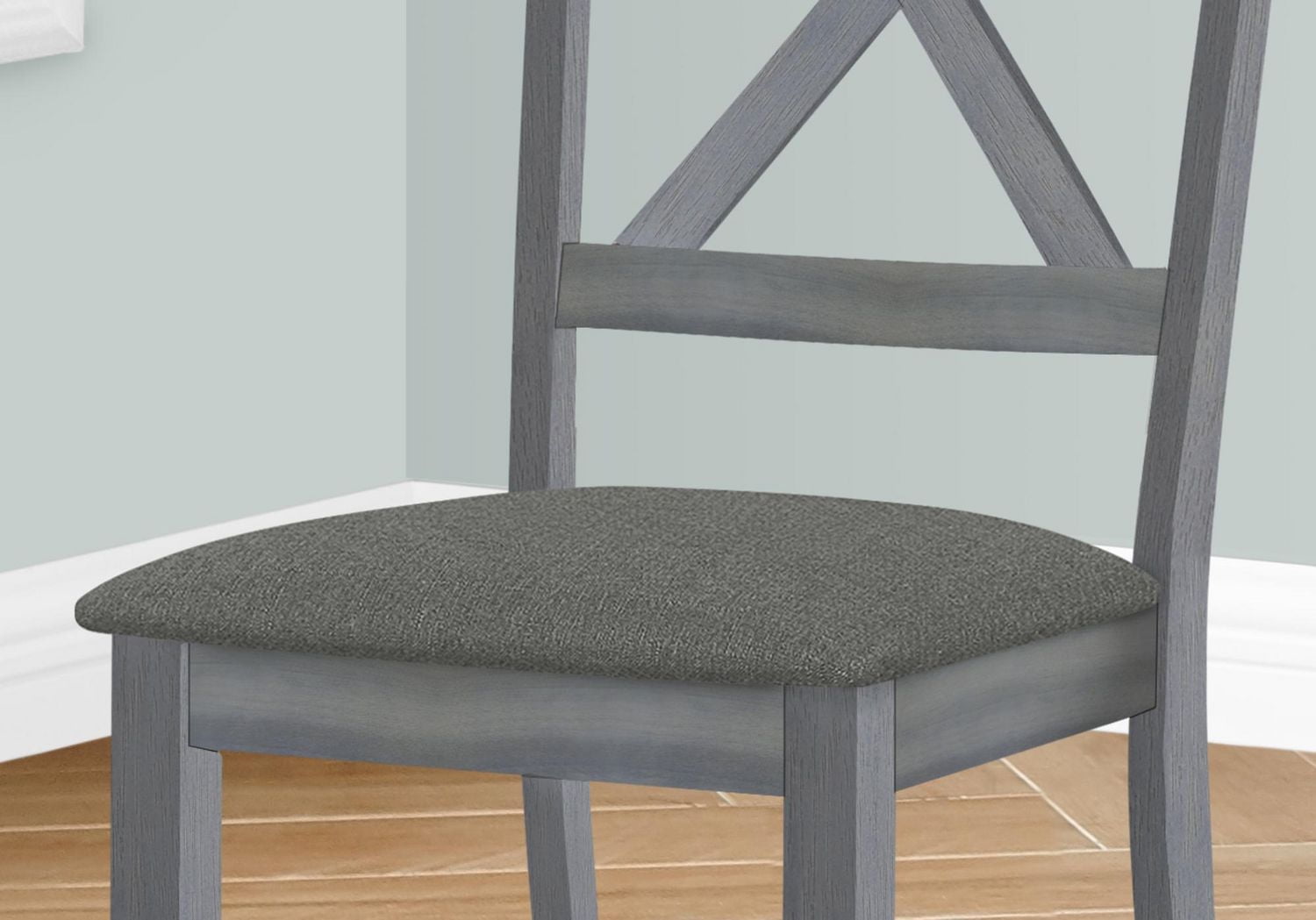 Monarch Specialties Dining Chair, Set Of 2, Side, Upholstered, Kitchen, Dining Room, Grey Fabric, Grey Wood Frame, Transitional