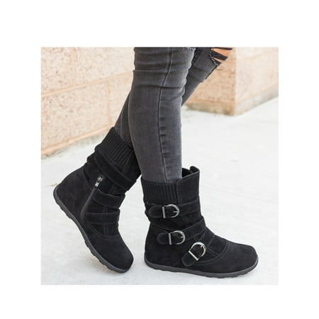 

Difumos Ladies Womens Winter Snow Bow Boots Walking Comfy Mid Calf Shoes Size US 4.5-11