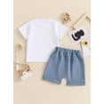 thumbnail image 6 of Aojekbee Toddler Boy Summer Outfit Dinosaur Embroidery Short Sleeve Tops with Elastic Waist Solid Color Shorts 2 Pcs Clothes, 6 of 10