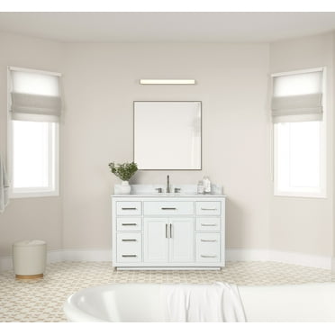 ELESHINE 54-Inch Solid Wood Bathroom Vanity with Sink, Soft-Close Cabinet, 6 Drawers