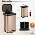 thumbnail image 3 of Costway 13.2 Gallon Step Trash Can Stainless Steel Airtight Garbage Bin for Home Kitchen Golden, 3 of 10