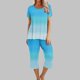 thumbnail image 5 of Pijamas de Verano para Mujeres, Suelto Impreso Manga Corta Superior Y Pantalones Recortados, Cuello Redondo Casual, 5 of 6