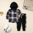 thumbnail image 5 of URMAGIC Toddler Boy Clothes Hoodie Sweatsuit Outfits Kids Flannel Plaid Shirt Top Pants Set for Fall Winter Spring 1-5T, 5 of 10