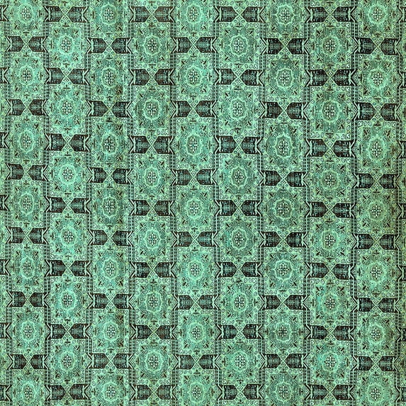 Ahgly Company Indoor Square Abstract Turquoise Blue Modern Area Rugs, 3' Square