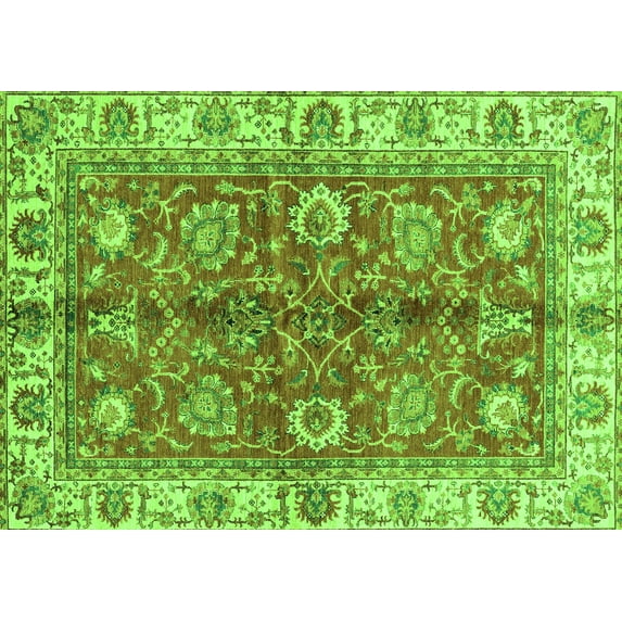 Ahgly Company Indoor Rectangle Abstract Green Modern Area Rugs, 7' x 9'