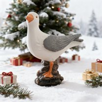 Uxgjfwu Christmas Seagull Figurine Ornament, Resin Seabird Tabletop Decorations, Rustic Vintage Coastal Beach Home Decor