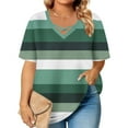 thumbnail image 2 of DailyTrove Women's Gradient Stripe V-Neck Short-Sleeve Top - Trendy Everyday Casual & Vacation Wear, 2 of 6