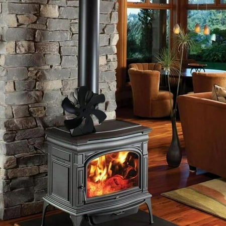 

6-Blade Heat Powered Stove Fan for Wood/Log Burner/Fireplace Increases (Black 6Blade)- High-Efficiency Thermal Power Fireplace Fan