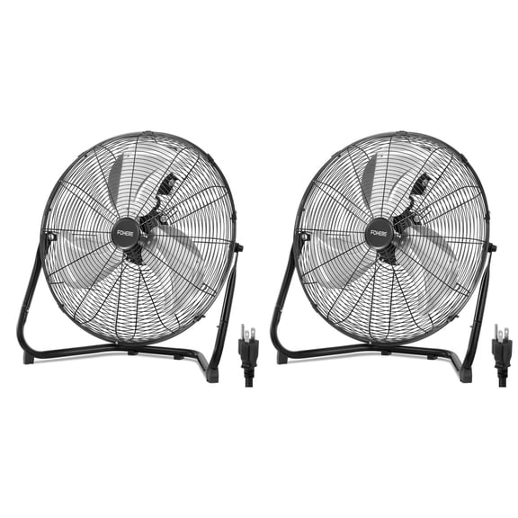 FOHERE 2PCS 20" High Velocity Floor Fan, Heavy Duty Metal Cooling Fans with 3 Speeds, 360° Tilt Head, Etl Safety Listed, for Industrial, Commercial Space, Garage, Gym, Warehouse, Shop