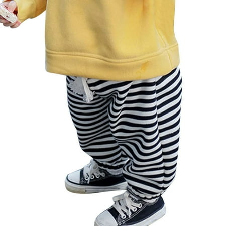 

Zlekejiko Toddler Kids Baby Boys Girls Lined Striped Sweatpants Cotton Striped Elastic Waist Active Jogger Fall Winter Warm Pants Leggings