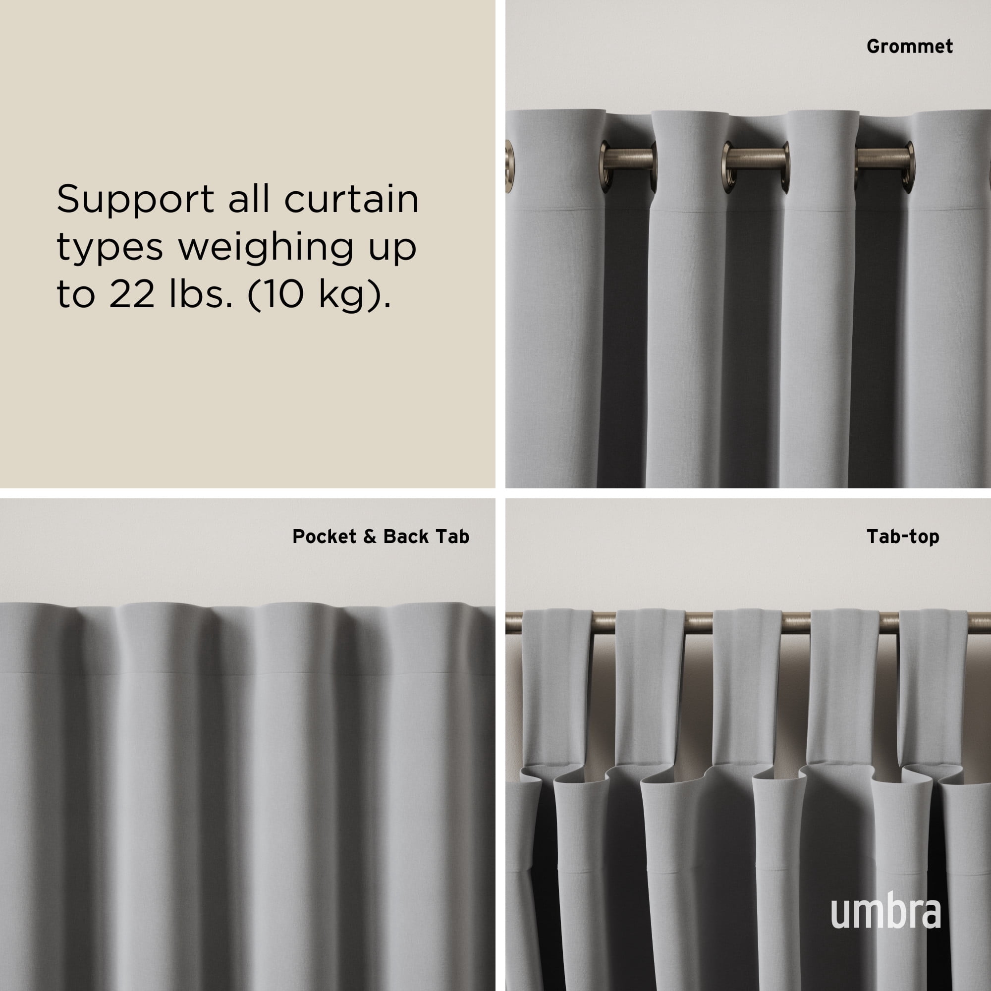 Umbra Loop 1" (2.5 cm) Curtain Rod, 42-120" (107-305 cm)