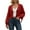 Red, variant on Wang6 Womens Chunky Cropped Cardigan Sweaters White Fall Open Front Button Knit Sweater Long Sleeve Knitted Tops Causal V Neck Loose Lantern Sleeves Outwear White One Size