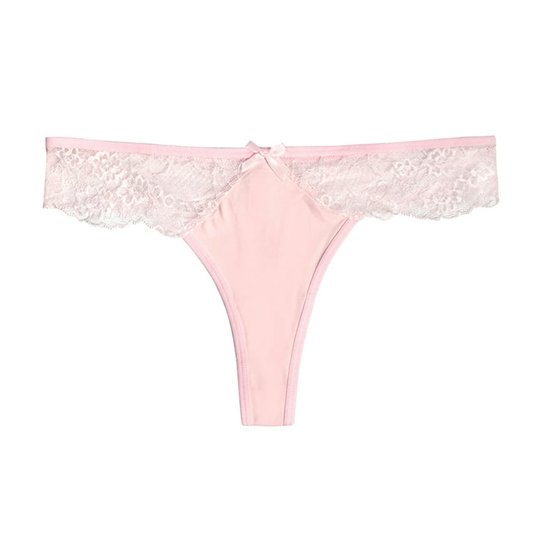 zuwimk Womens Panties,Seamless Thongs for Women Nylon No Show Thong  Underwear Women Pink,S 