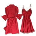 thumbnail image 3 of Hauaitttt Women Pajamas Silk Home Clothing Two Piece Set Fashionable and Comfortable Lace Lace Pajama Set Pajama Drama Women Ladies Flannel Pajamas Pants Soft Top Silk Long Pajamas for Women Long, 3 of 3