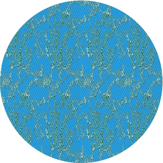 Ahgly Company Indoor Round Patterned Bright Turquoise Blue Area Rugs, 6' Round