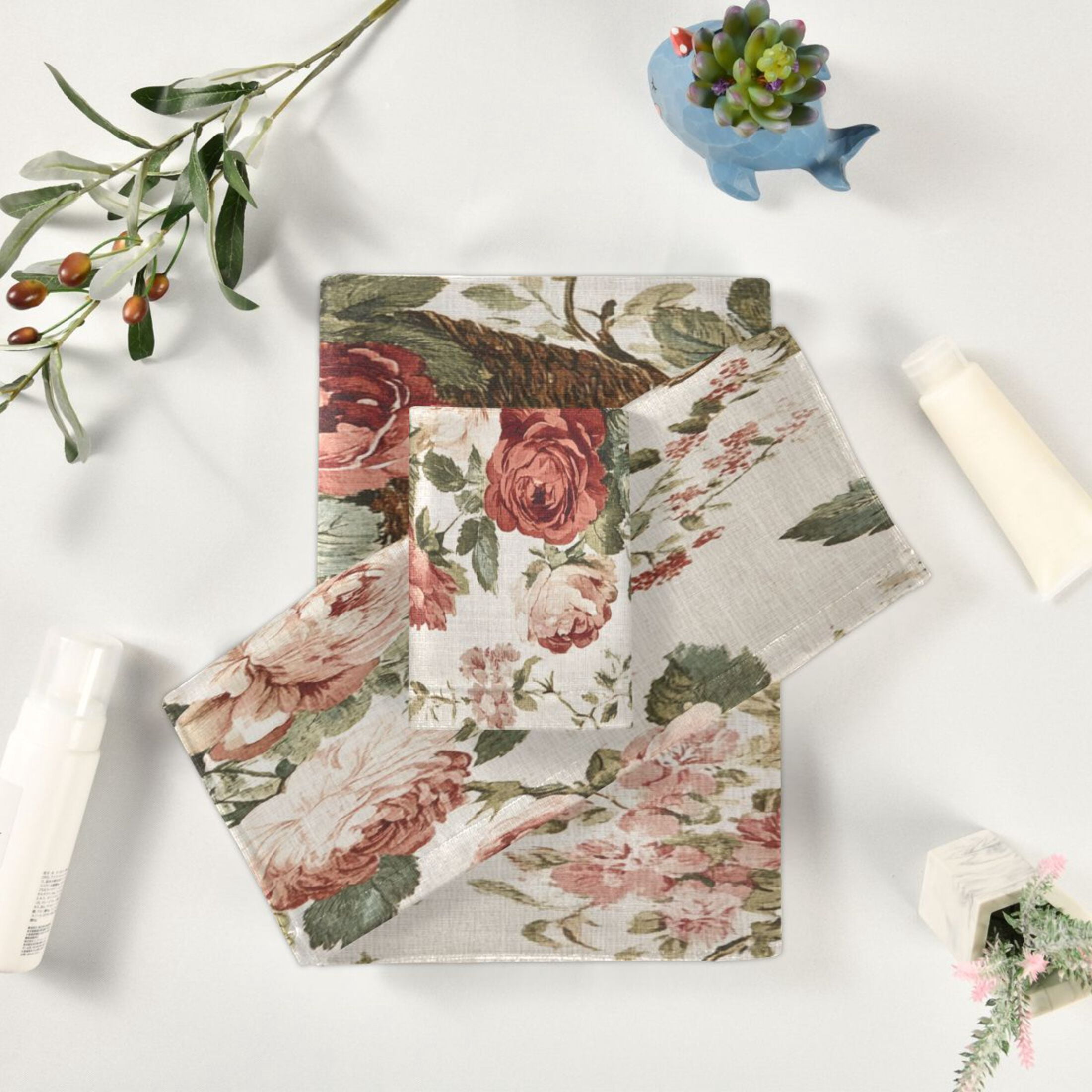 BZSMCE 3piece Bath Towel Sets Hand Bath Towels Fashion Floral Basket Delight Printed Towel Sets