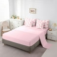 thumbnail image 5 of jejeloiu Cute Bowtie Loves 7pcs Bedding Comforter Set,White Pink Queen Bedding Sets For Girls Kids Reversible, 5 of 8