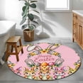 thumbnail image 3 of Round Rugs 4 Ft, Happy Eatser Non Slip Area Rugs for Kitchen Bedroom Entryway, Cute Bunny Colorful Eggs Rustic Flower Plants Pink Washable Carpet Runner Rug Floor Mats for Bedroom Home Decor, 3 of 8