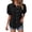 Black, variant on Duoif Womens Tops Womens Shirts Button down Dress Shirts Casual Short Sleeve Textured Collared Summer Work Blouse Camping Clothes Black L