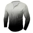 thumbnail image 2 of HOOMEUMY Mens Henley Shirts Basic Long Sleeve Shirts Fashion 2025 Trendy Ombre Pullover Crew Neck Tops Slim Fit Athletic Gradient Color Blouse Casual Gray S, 2 of 4