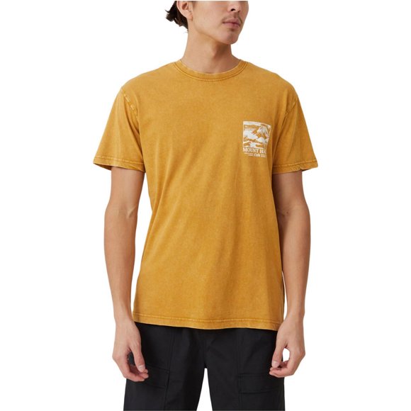 Cotton On Mens Mount Haku Graphic T-Shirt, gold, 2XL
