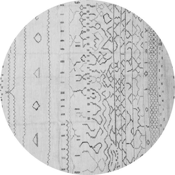 Ahgly Company Indoor Round Abstract Gray Modern Area Rugs, 4' Round