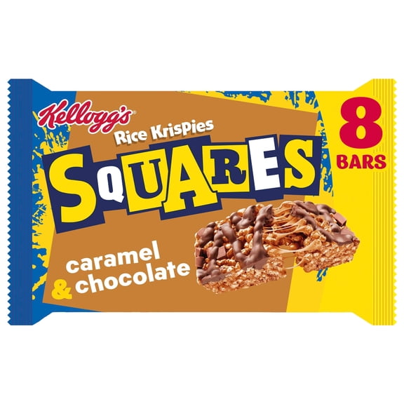 Kellogg's Rice Krispies Squares Caramel & Chocolate Snack Bars 8x36g, Imported from Britain