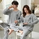 thumbnail image 1 of Pijamas de pareja Pijamas de mujer de otoño e invierno Ropa informal para el hogar para hombre Traje de dos piezas de algodón peinado suelto, 1 of 6