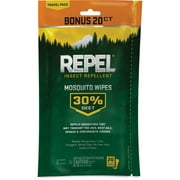 Repel Insect Repellent Mosquito Wipes 30% DEET, 20 Counts Towelette