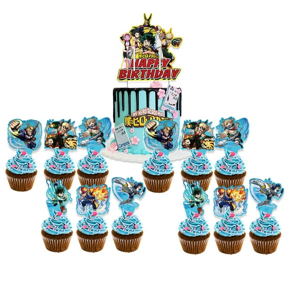 My Hero Academia Cake Topper CupcakeS Set Birthday Party Supplies Decoration Decor Kit