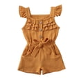 thumbnail image 1 of Mialoley Kids Girls Square Neck Bodysuit, Ruffled Sleeve Slender Waist Romper, 1 of 9