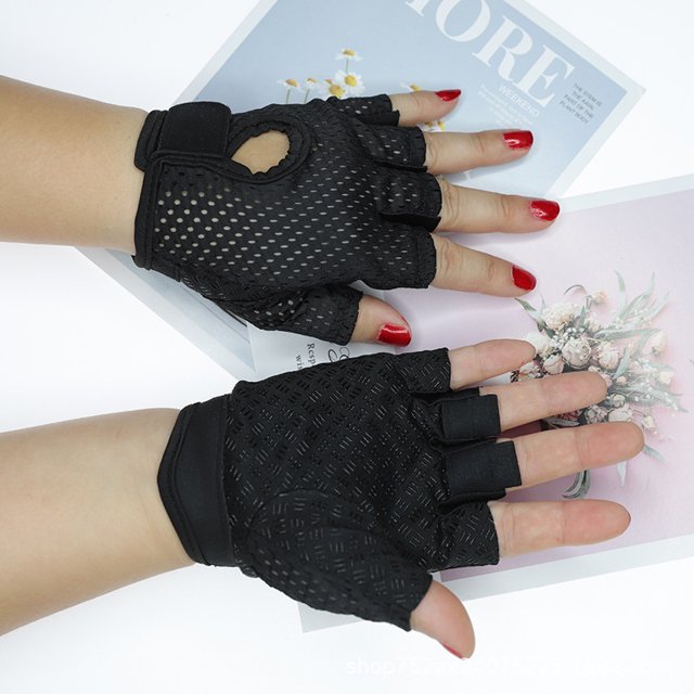 Guantes de malla para fitness, guantes deportivos para ciclismo al aire libre para mujer, guantes antiabrasión de medio dedo para montañismo para hombre