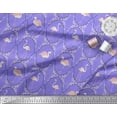 thumbnail image 2 of Soimoi Purple Cotton Duck Fabric Flamingo & Moroccan Damask Printed Craft Fabric by the Yard 42 Inch Wide, 2 of 3