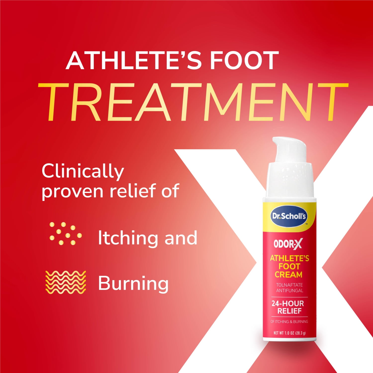 (3 pack) Dr. Scholl’s Odor-X Athlete's Foot Antifungal Cream 24 Hour Itch & Burn Relief