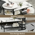 thumbnail image 3 of Amijoy a Coffee Table Set Of 2, Detachable Rectangular Table And Round Table Set, Artificial Marble Tabletop, Metal Frame, Black And White Color, 3 of 7