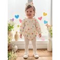 thumbnail image 2 of RUINIXCW Baby Girl Tulip Print Romper Long Sleeve Smocked Bust Bodysuit Headband, 2 of 8