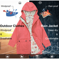 thumbnail image 4 of SOLOCOTE Girls Waterproof  Lined  Rain Jacket Coat Rainproof Jackets Hooded Cotton Long Windbreaker, 4 of 6