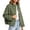 Army Green, variant on ClodeEU Women's Polka Dot Lapel Zip Long Sleeve Jacket,Casual Outerwear with Drawstring Hem ,Women's Plus S