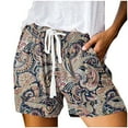 thumbnail image 1 of Aoujea Womens Shorts Women Plus Size Shorts Women's Summer New High Waist Lace Up Loose Digital Printing Casual Shorts Hot Pants Yellow on Clearance, 1 of 5