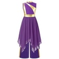 thumbnail image 2 of Moggemol Robe de Prière Liturgique pour Filles Enfants Robe de Chœur d'Église avec Pantalon Grand Robe de Danse Violette 14, 2 of 7