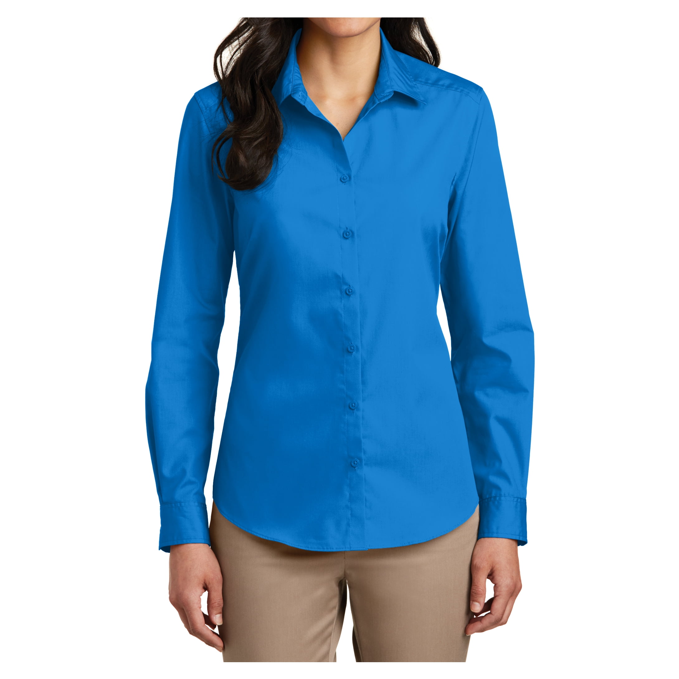 Womens Long Sleeve Carefree Poplin 
